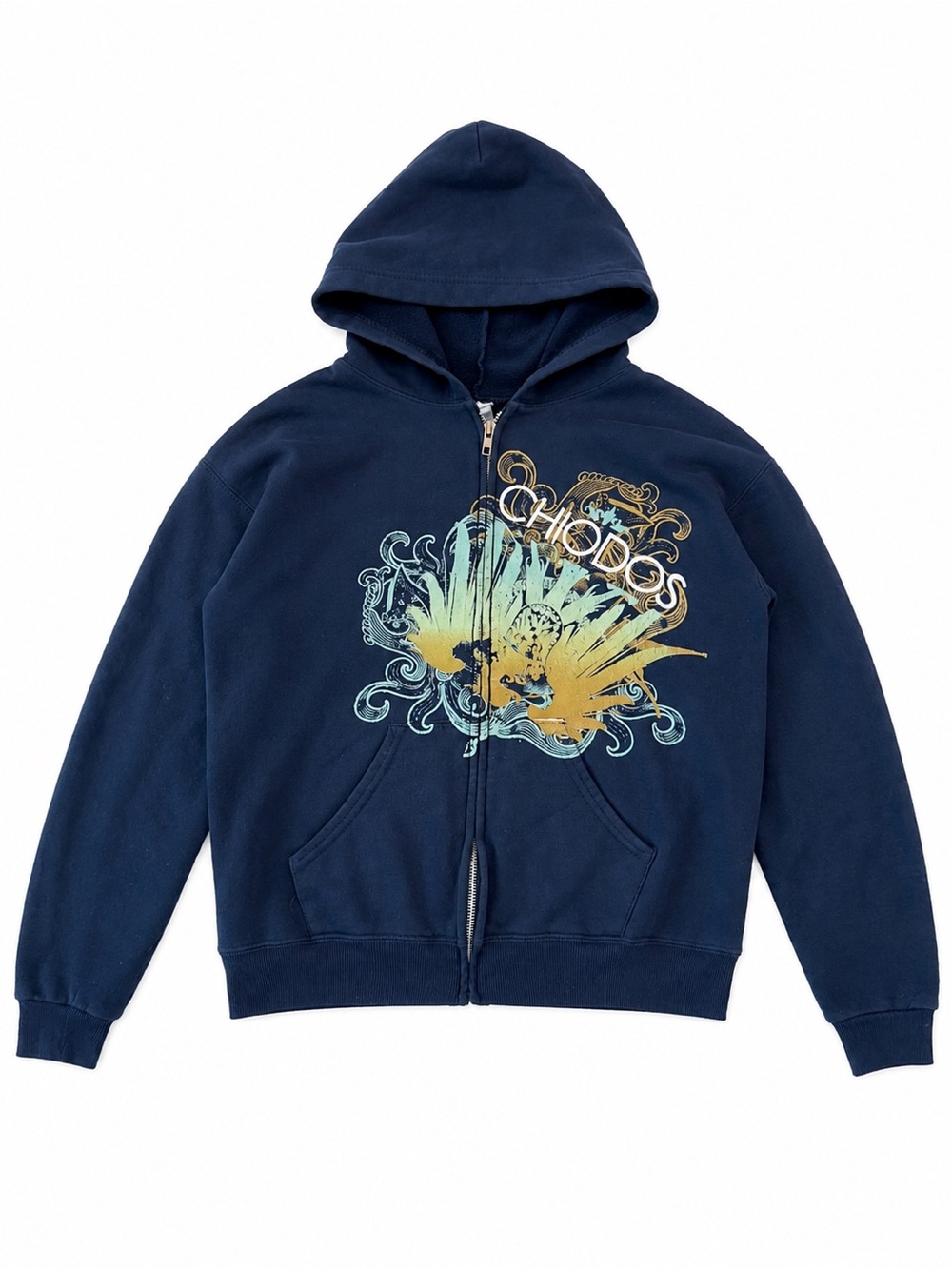 CHIODOS ALLS WELL THAT ENDS WELL Y2K ZIP HOODIE YOUTH LARGE 14 16 NAVY EMO